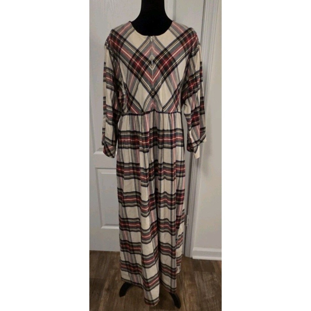 Vintage Talbots Intimates Plaid Cotton Flannel Nightgown - Size Large